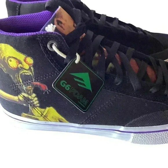 Emerica Mens 8 Skateboard Shoes Omen Hi X Dinosaur Jr Black/Purple NEW - Picture 4 of 9